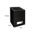 Black crocodile pattern faux leather makeup brush holder with silver metal accent - Black Crocodile Texture Square Half Bucket
