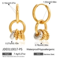 Dettaglio dimensioni degli orecchini a più anelli in acciaio inossidabile bicolore - Oro e Argento Misto (JDE0110017-PS)