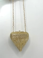 Elegant gold heart-shaped evening clutch bag encrusted with sparkling rhinestones and chain - Tassel Style / Gold