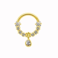 Gouden roestvrijstalen neusring met witte zirkoon waterdruppel hanger voor piercing - 1.2*8 / Goud