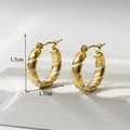 French vintage style 1.7cm twisted gold hoop earrings with white enamel croissant texture - Croissant Spiral Hoop / ER-1052 Gold White Spiral Hoop
