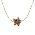 Golden bead and tube chain necklace featuring a brown natural texture starfish pendant - Dark Brown Starfish