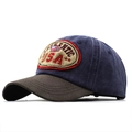 Detalle de gorra de béisbol vintage americana con bordado auténtico USA y visera en contraste - L (58-60cm) / Azul Marino