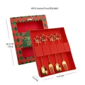 Christmas 304 stainless steel cutlery set with star pendants in a festive gift box - Silver / 304 Stainless Steel Five-pointed Star Pendant [a Red Box Spoon And Fork 4pcs]
