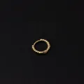 Polished golden beaded hoop earring with minimalist circular texture and clicker clasp - Beaded Texture Hoop (341-1#)