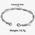 Dettagli del bracciale a treccia argento con diametro 6,4 cm e perle di 0,8 cm - Color Acciaio