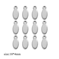 Set of 12 silver oval stainless steel connector tags for DIY jewelry making, 10x4mm size - Blank Long Figure 8 / Steel