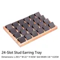 24-slot wooden earring display tray with dark gray velvet inserts 29.5x22x4cm - 24 Slots / Dark Grey Velvet