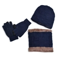 Ensemble d'hiver bleu marine avec gants tactiles, cache-col polaire et bonnet tricoté - Bonnet Tour de Cou Et Gants / Bleu Marine