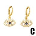 Vintage evil eye hoop earrings with blue stone and cubic zirconia in gold finish - Evil Eye Eyelash Style (C)