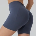 Pantalones cortos de yoga sin costuras azul oscuro con cintura alta y efecto push-up - XS / Azul Marino