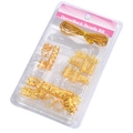 Golden hollow metal dreadlock beads and gold cord hair accessory kit in blister pack - Style 1 (Gold Hollow Tube)