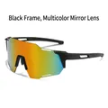 Lunettes de cyclisme avec monture noire et verres rouge mercure pour sports de plein air - Monture Noire Verres Miroir Rouge
