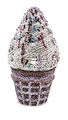 Macro view of crystal encrusted ice cream clutch bag with colorful rhinestones details - Taro Purple