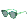 Occhiali da sole cat-eye con montatura verde trasparente e lenti grigie moda - C02 Strisce Verdi (Lenti Grigie)