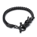 Schwarzes Franco-Kettenarmband für Herren mit Drachenkopf und Knochen-T-Verschluss - 23CM / Schwarz (23cm)
