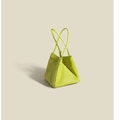 Borsa trapezoidale minimalista in pelle PU verde lime con texture premium e manico - Verde Frutta