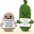 Handmade crochet positive potato and emotional support pickle with motivational signs - Pickle and Potato P Set