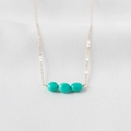 Collier minimaliste plaqué or 14K avec trois pierres de turquoise ovales sur chaîne fine - 3 Pièces Turquoise