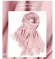 Soft baby pink cashmere-style winter scarf with long fringe trim detail for women - 200*70cm / Thickened Tassel Style / Baby Pink