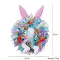 Easter bunny wreath with mesh ribbons and carrots, dimensions 42x53cm, weight 270g - Blue Rabbit Wreath
