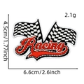 Detailed view of racing flag embroidery patch with dimensions 6.6x4.5cm and Racing text - Racing Patch #20 (Finish Line Flag)