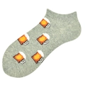 Chaussettes courtes en maille grise avec motif de chope de bière pixelisé coloré - 36-44 / Bière Pixel sur Fond Gris