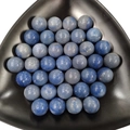 Lapis Lazuli crystal balls on a black triangular tray for feng shui and meditation - 25mm No Hole Sphere / Blue Aventurine
