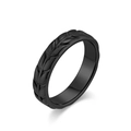 Anello in acciaio inossidabile nero stile francese con elegante motivo a foglia inciso - US 5 / Nero