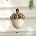 Ciondolo a ghianda di Natale fatto a mano con paillettes oro e feltro di lana bianco - Ghianda di Feltro Bianco