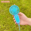 Portable handheld mini USB fan in light blue with matte ABS finish and lanyard - Blue