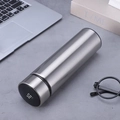 Smart silver stainless steel thermos with LED temperature display on a desk - 500ml / Steel
