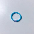 Sky blue elastic hair tie for kids featuring a light purple cylindrical plastic buckle - Lake Blue