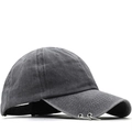 Unisex washed dark grey cotton baseball cap with vintage distressed finish and metal rings - L (58-60cm) / 03 Grey
