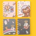 A7 mini spiral notebooks set with cute cartoon space bear illustrations in four colors - Space Bear