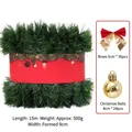 50ft green Christmas garland set with 36 red gold bows and 24 golden festive balls - 15m Green Garland with Balls/500g