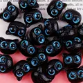 Cute 18mm black cat acrylic beads with blue eyes for DIY bracelets and keychains - Black