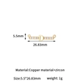 Golden copper and zircon double loop pendant connector with letter D for DIY necklaces - 14K Gold D