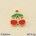 Ciondolo a ciliegia dorato con smalto rosso e verde, accessorio per gioielli 9x8mm - Stile Ciliegia Piccolissima (KLJ9618-ZLA)