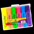 6-pack fluorescent highlighters in diverse colors with wedge tips and clear clips - 6 Colors Set (NO Series) / Chisel Tip