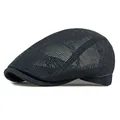 Classic navy blue mesh ivy cap with breathable hollow design for summer outdoor wear - Navy Blue