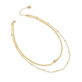 Elegante doppellagige goldene Halskette mit Goldperlen und einem Herzanhänger - Doppellagiger Goldperlen Verzierter Stil (5#)