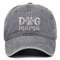 Casquette de baseball en coton gris foncé avec broderie blanche DOG mama et patte - Gris / Taille unique