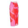 Abstract geometric pink and orange beach sarong wrap with tied waist detail - One Size / Geometric Print Beach Sarong