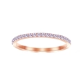 Elegant rose gold stainless steel ring with micro-pave white zircon stones for women - April White - Rose Gold