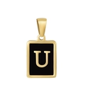 18K gold plated necklace featuring a black rectangular pendant with a golden letter U - Letter U
