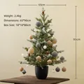 Mini albero di Natale innevato da 90 cm con decori neutri e luci LED in vaso nero - 90cm PE Set Albero di Natale Grigio Caffè Morandi