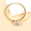 Damen Gold Stretch Gürtel mit Strass-Blumenschnalle und Schlangenketten-Design - Stil 23 Gold Blumencluster Strass / 60-80cm