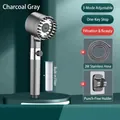 Gunmetal high-pressure shower head set with 3 modes, 2m hose, and wall mount bracket - 2m Hose + Bracket Set / Gunmetal