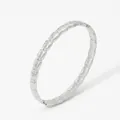 Minimalist silver geometric bangle featuring a textured hammered metal finish - Silver Textured Style (PA1225)